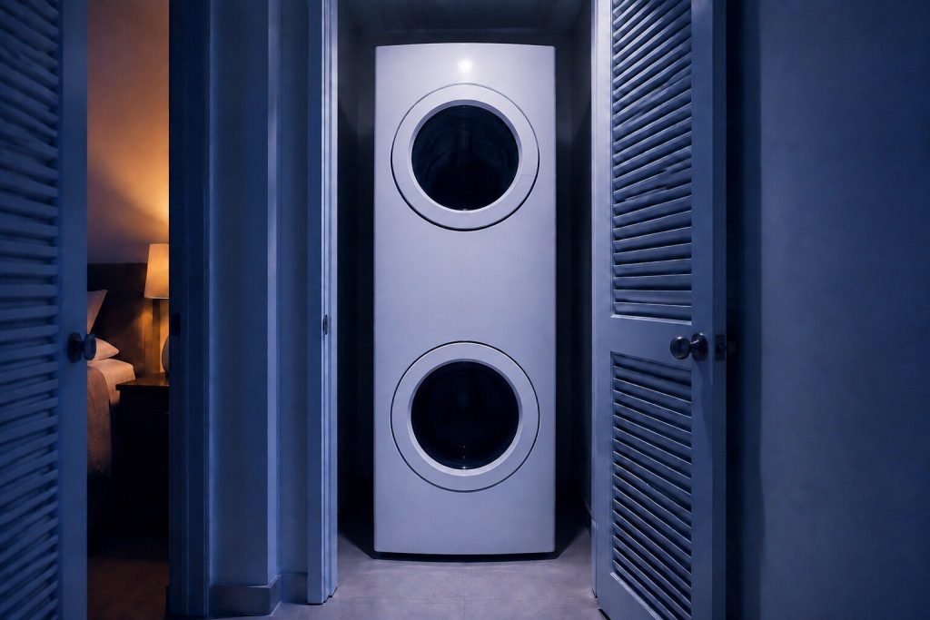 a washer and dryer in ONE tall cabinet with a single control panel between them — that is what a WashTower is